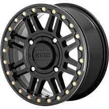 [KS15-4156-KS250] RIN KMC 15X6  4-156  CB 132 ET38 KS250 SATIN BLACK W/GLOSS BLACK LIP BEADLOCK 