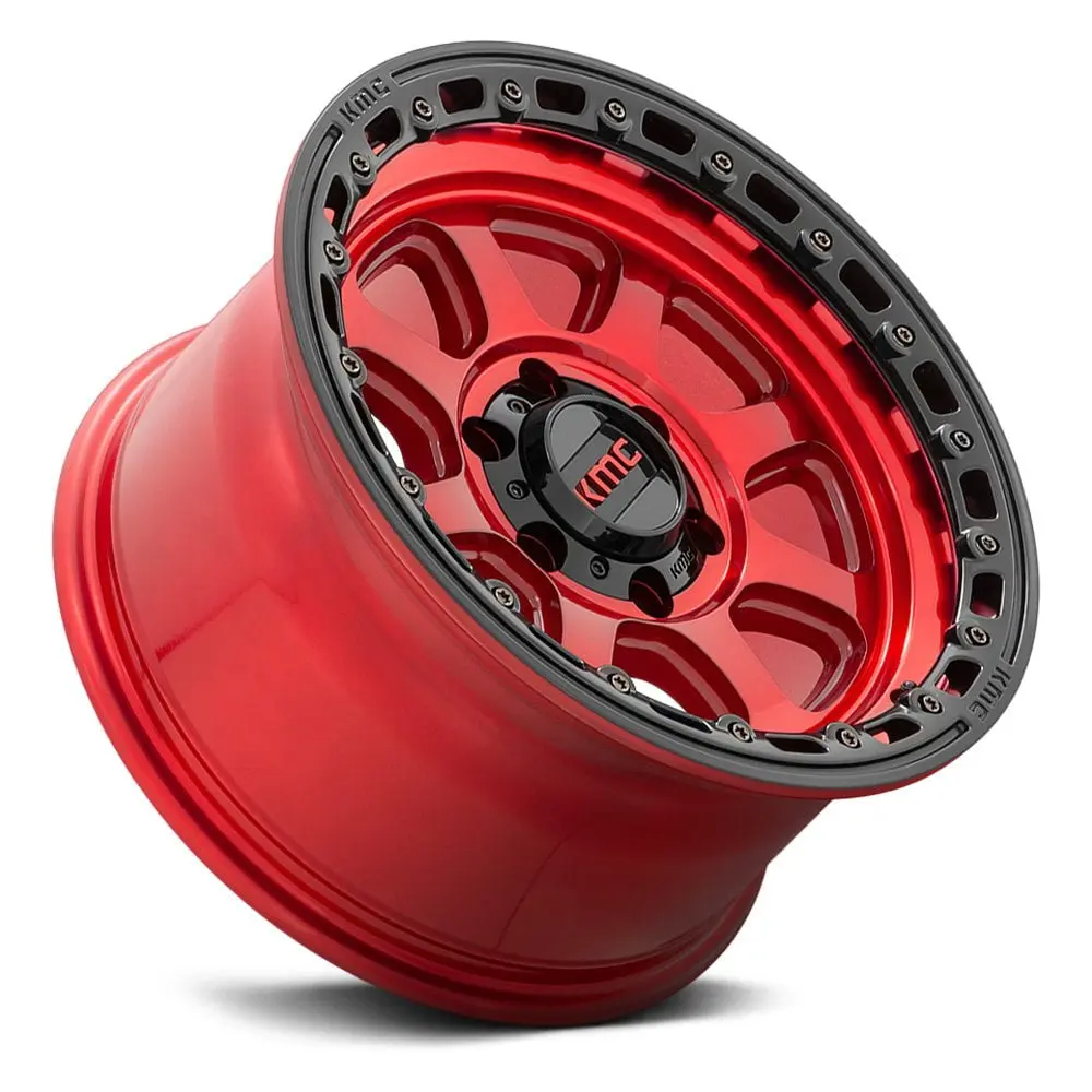 [KM18-8170-KM548-CHASER] RIN KMC 18X9  8X170  CB 125.1 ET18 KM548-CHASE CANDY RED W/BLACK LIP