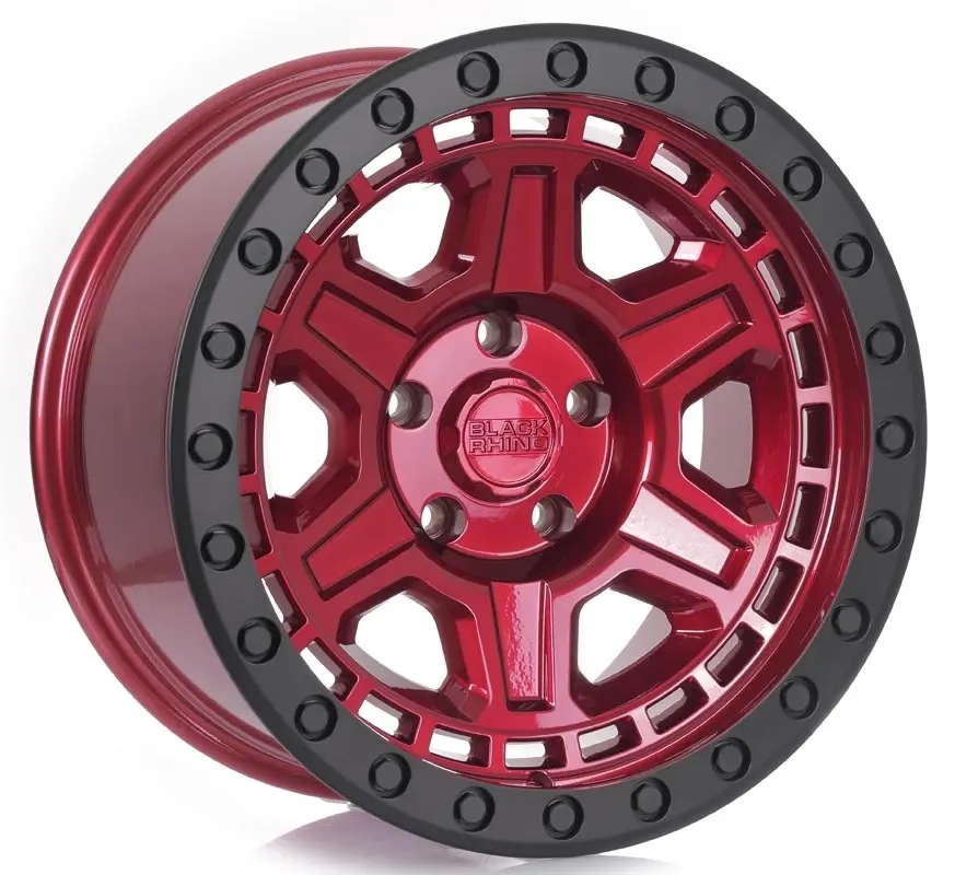 [BR17-5114-RENOR] RIN BLACK RHINO 17X9  5X114.3 CB 71.6 ET-18 RENO CANDY RED W/ BLACK LIP EDGE & BLACK BOLTS